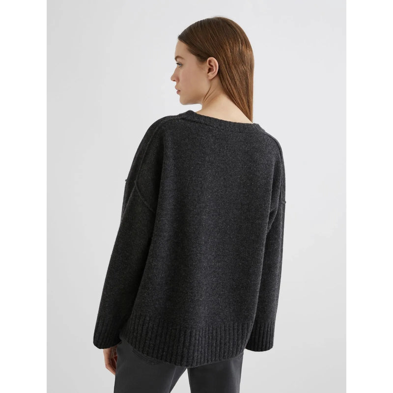 Amelia Wool Knitted Sweater Dark Grey