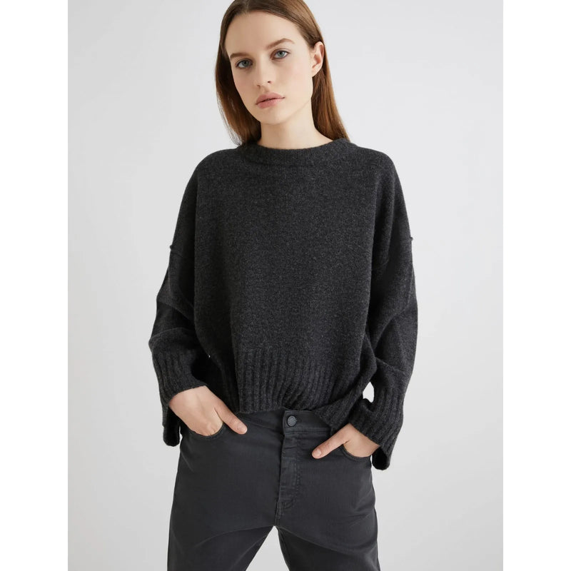 Amelia Wool Knitted Sweater Dark Grey