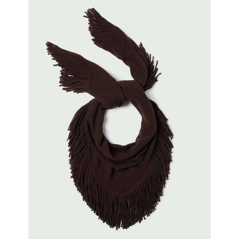 SCALPO Wool Cashmere Mix Fringed Scarf Dark Brown