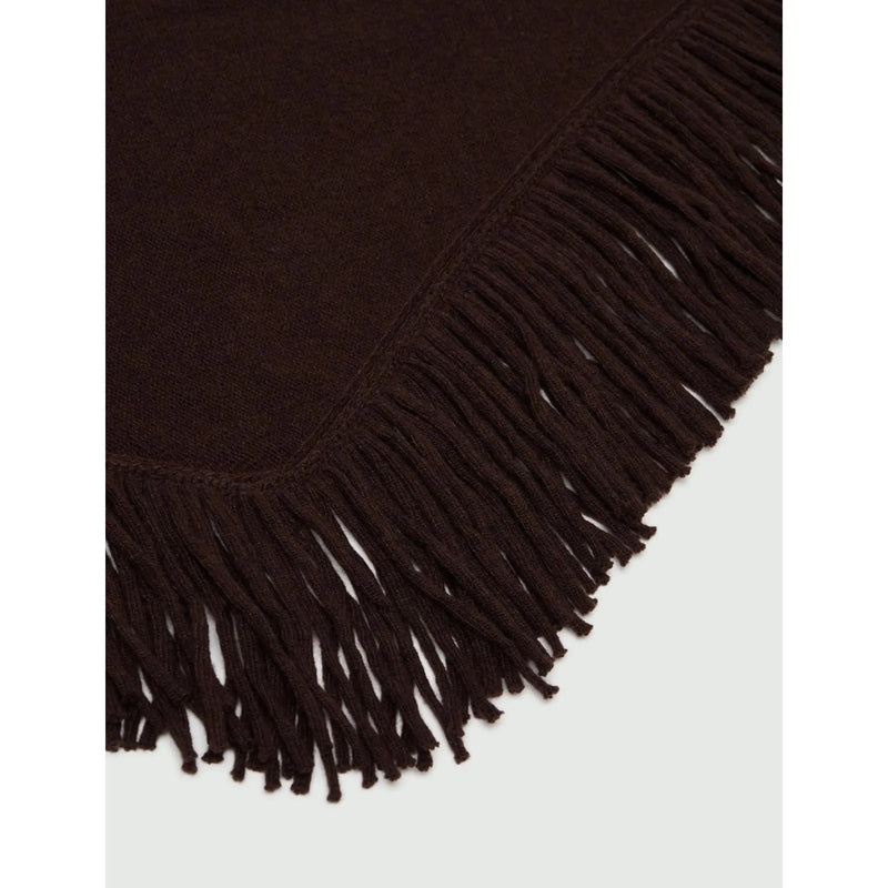 SCALPO Wool Cashmere Mix Fringed Scarf Dark Brown