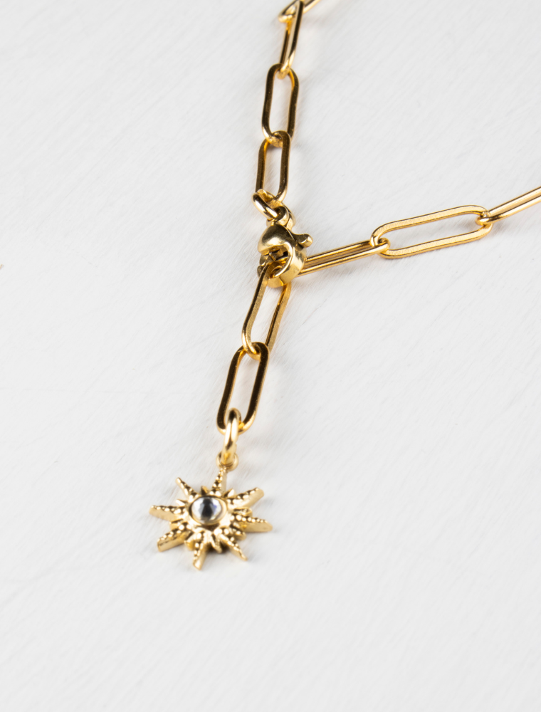 Natasha Adjustable Waterproof Bracelet with Starburst Gold Plated