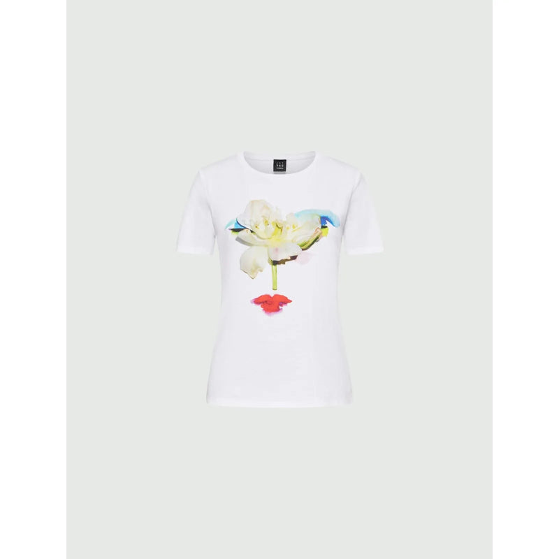 DILUVIO Floral Print Cotton T-Shirt White