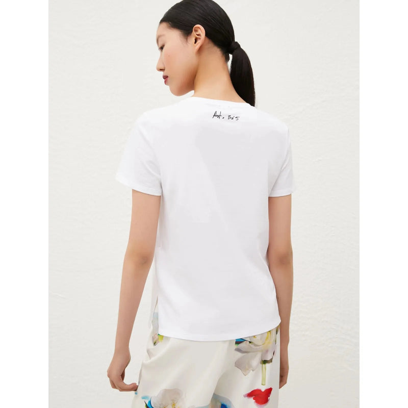 DILUVIO Floral Print Cotton T-Shirt White