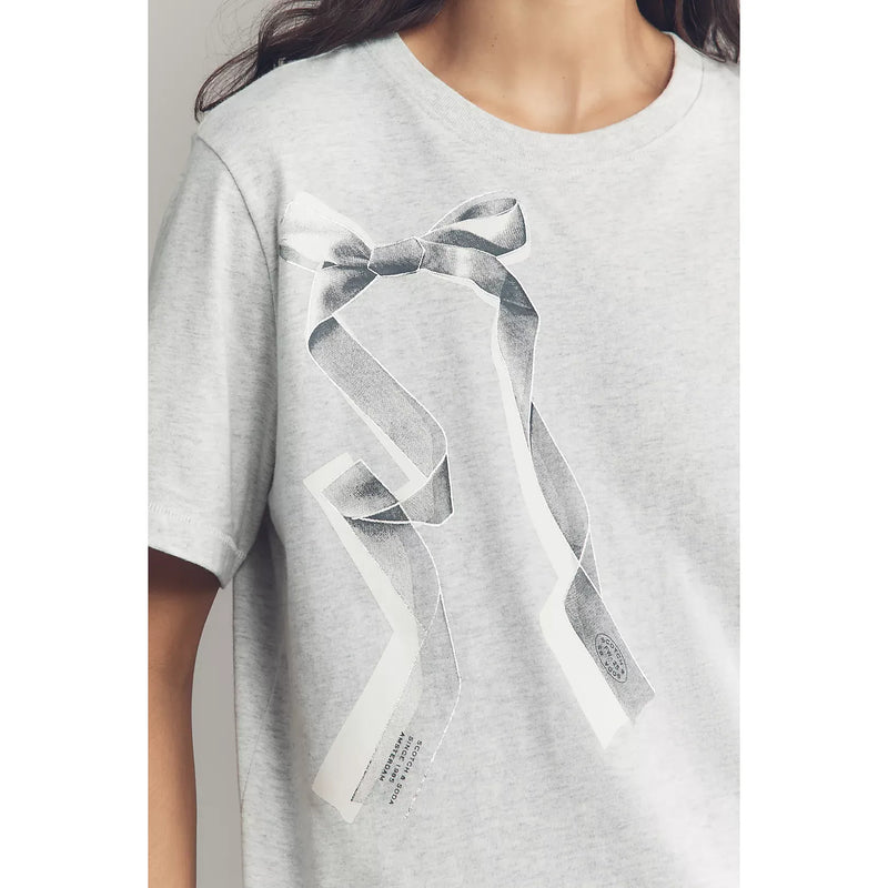Bow Artwork Regular Fit Tee Light Grey Melange