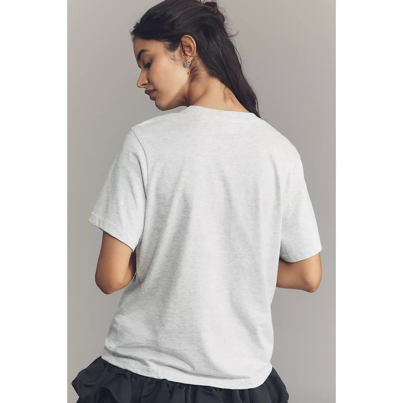 Bow Artwork Regular Fit Tee Light Grey Melange