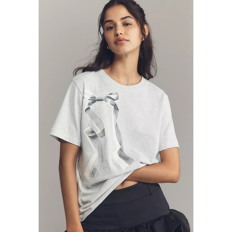 Bow Artwork Regular Fit Tee Light Grey Melange
