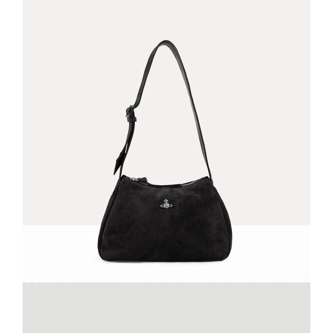 Kate Suede Shoulder Bag Black