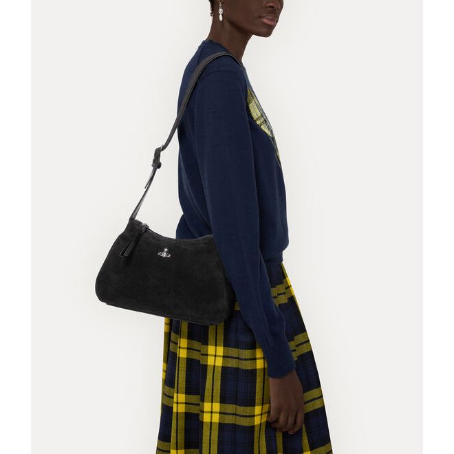 Kate Suede Shoulder Bag Black