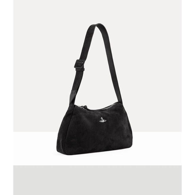 Kate Suede Shoulder Bag Black