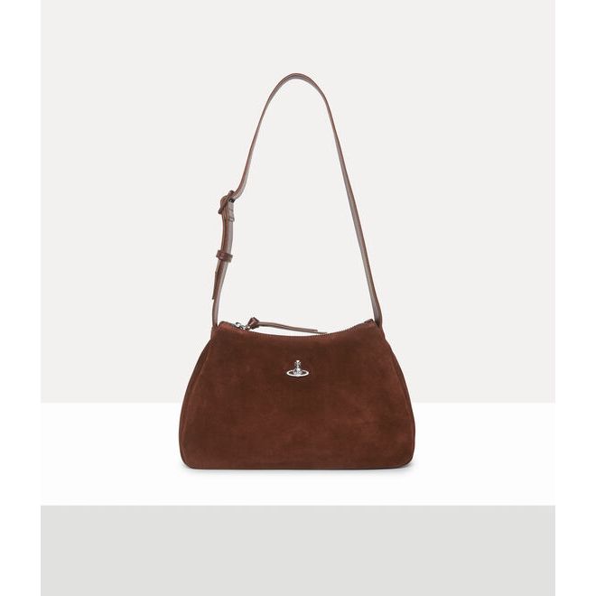 Kate Suede Shoulder Bag Chocolate Brown