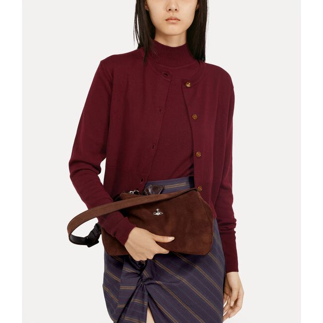 Kate Suede Shoulder Bag Chocolate Brown