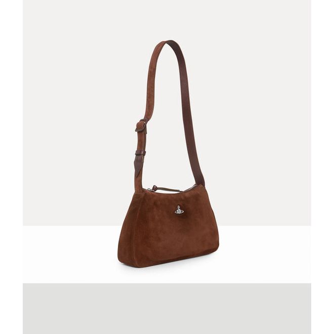 Kate Suede Shoulder Bag Chocolate Brown