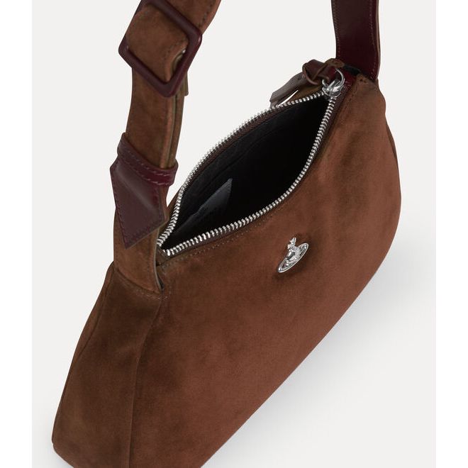 Kate Suede Shoulder Bag Chocolate Brown