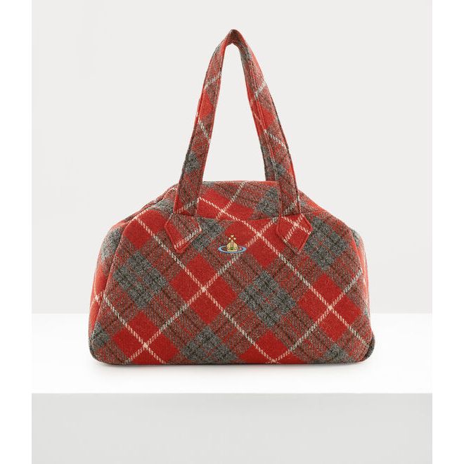 Archive Vivienne Harris Tweed Medium Handbag Red Tweed