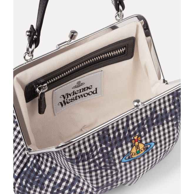 Granny Frame Purse Black Gingham