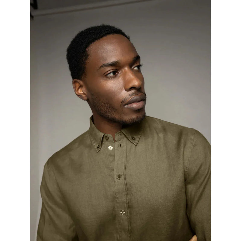 Mos Mosh MMGTheo Linen Shirt Olive