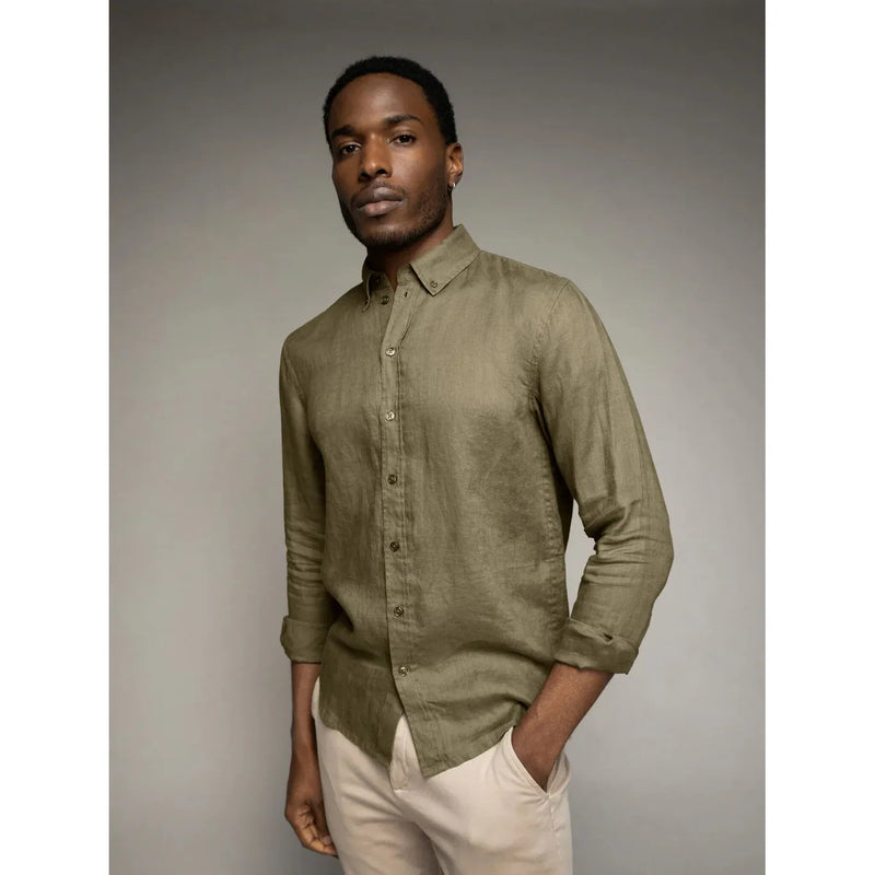 Mos Mosh MMGTheo Linen Shirt Olive