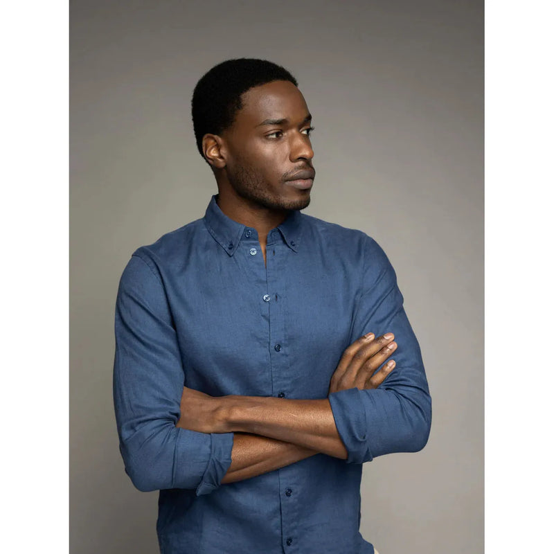 Mos Mosh Theo Linen Shirt Indigo