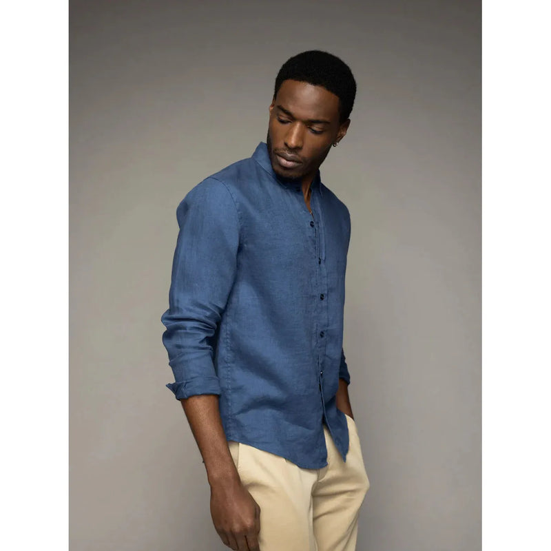 Mos Mosh Theo Linen Shirt Indigo