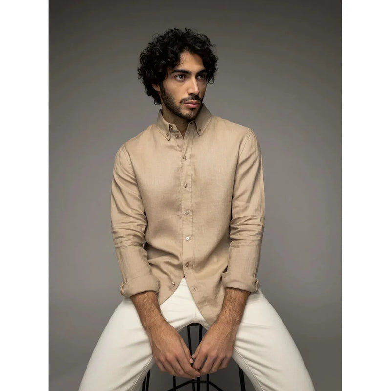 Mos Mosh Theo Linen Shirt Beige
