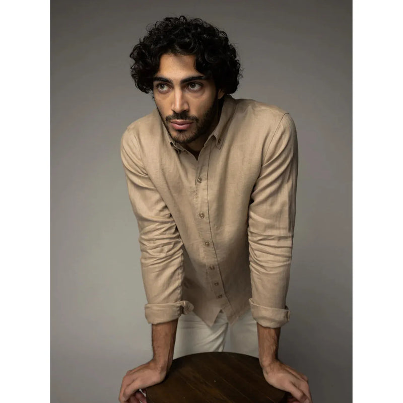 Mos Mosh Theo Linen Shirt Beige