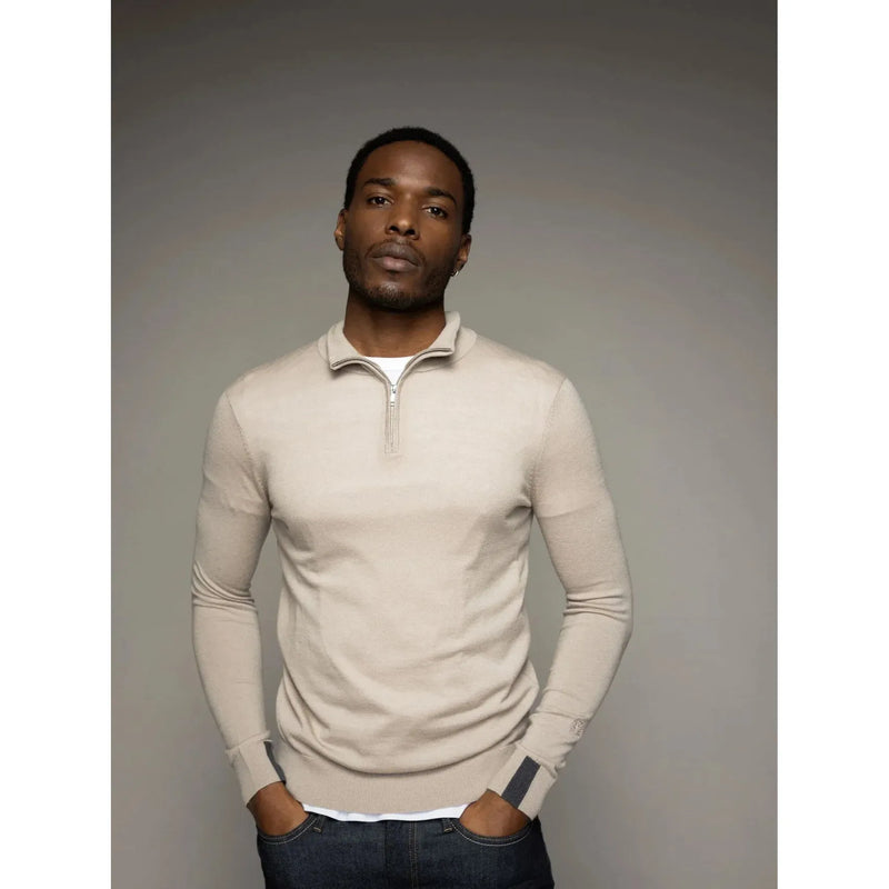 Mos Mosh Adam Zip Knit Stone