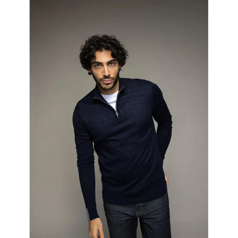Mos Mosh Adam Zip Knit Navy