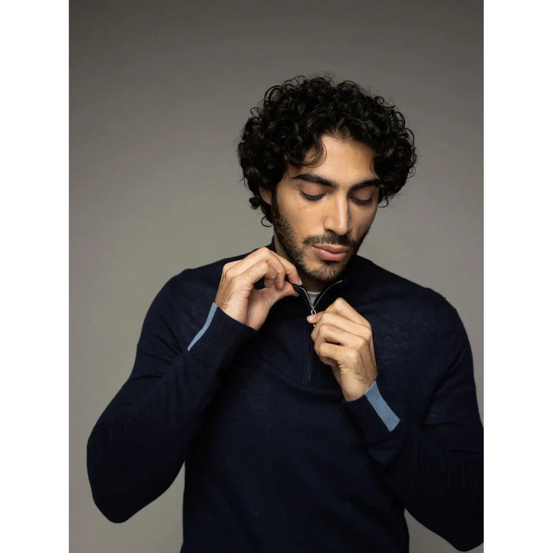 Mos Mosh Adam Zip Knit Navy