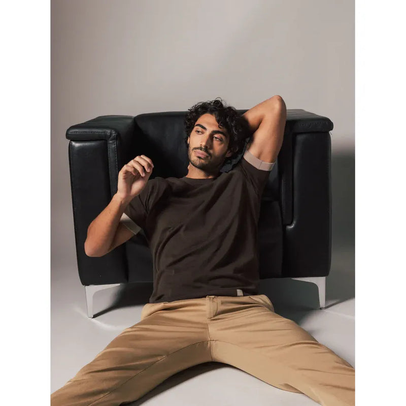 Justin Short Sleeve Crew Neck Knit Brown