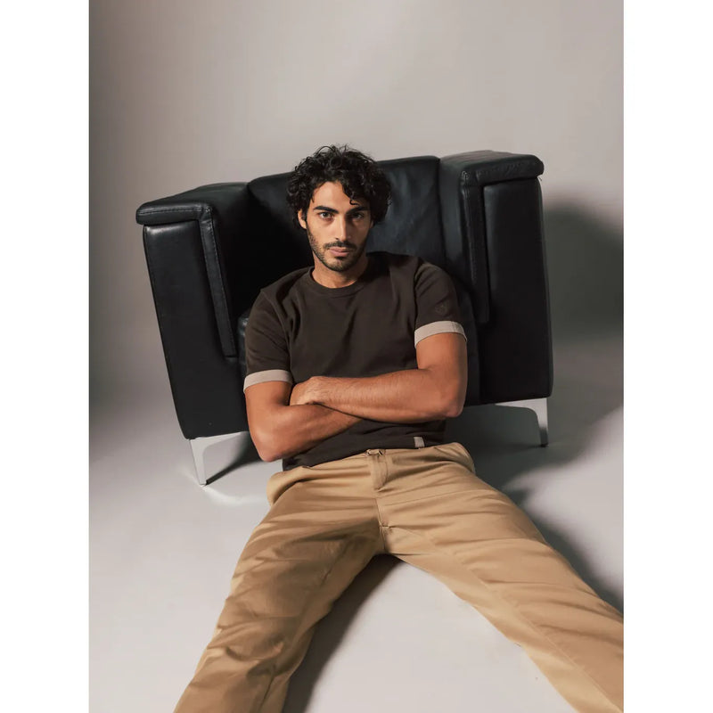 Justin Short Sleeve Crew Neck Knit Brown