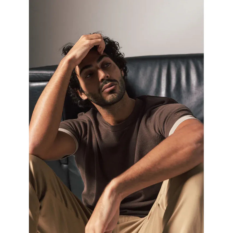 Justin Short Sleeve Crew Neck Knit Brown