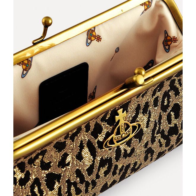 Leopard Double Frame Purse with Chain
