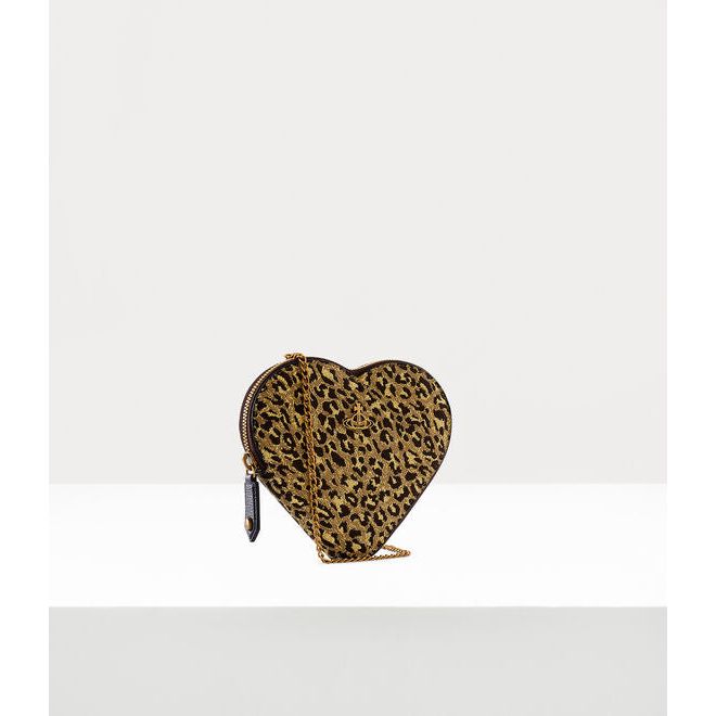Leopard Heart Crossbody Bag Brown
