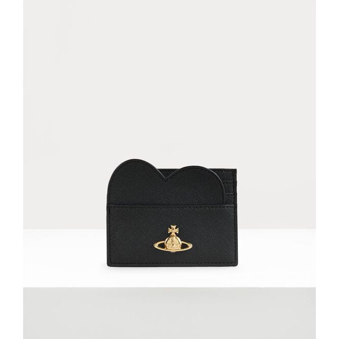 Heart Card Holder Black Saffiano