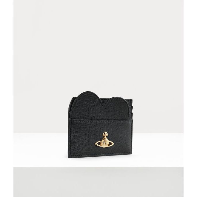 Heart Card Holder Black Saffiano