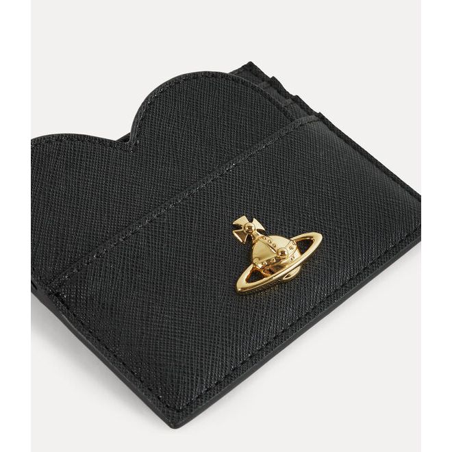 Heart Card Holder Black Saffiano