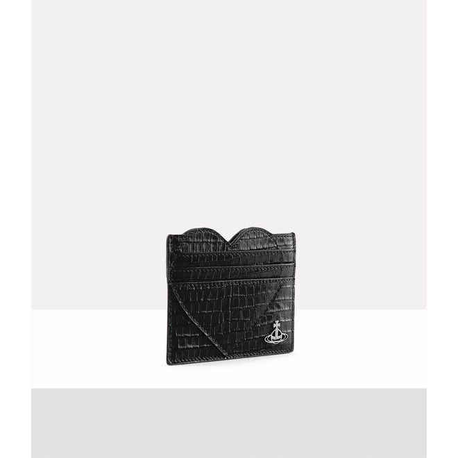 Heart Croc Embossed Card Holder Black Croc