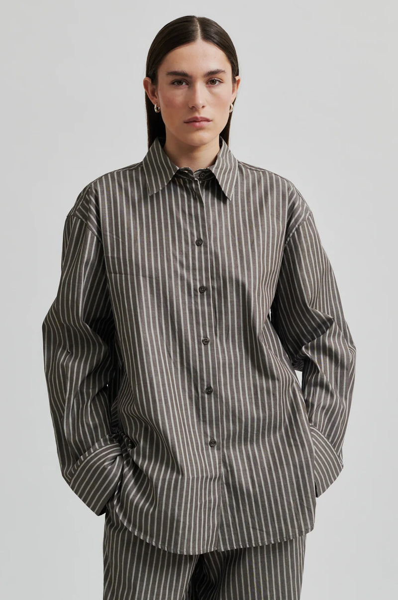 Saka Stripe Oversized Shirt Grey