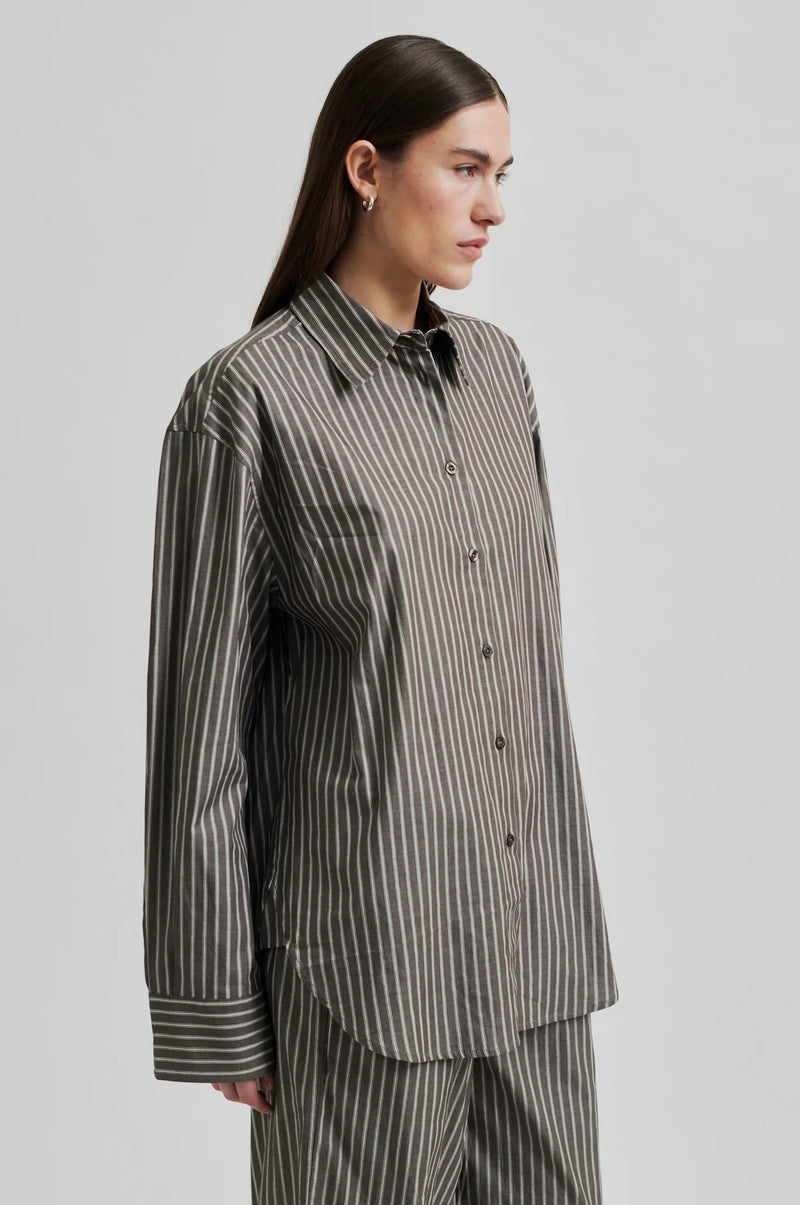 Saka Stripe Oversized Shirt Grey