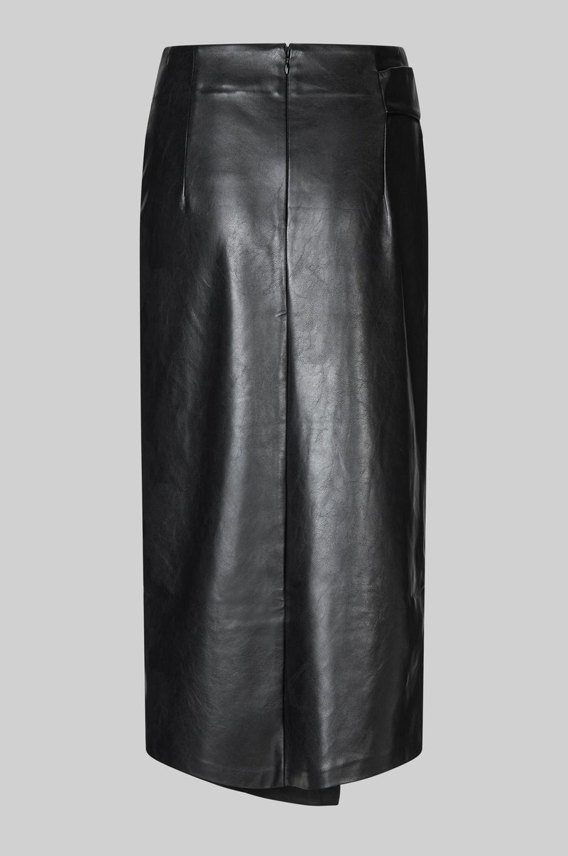 Seema PU Knot Detail Pencil Skirt Black