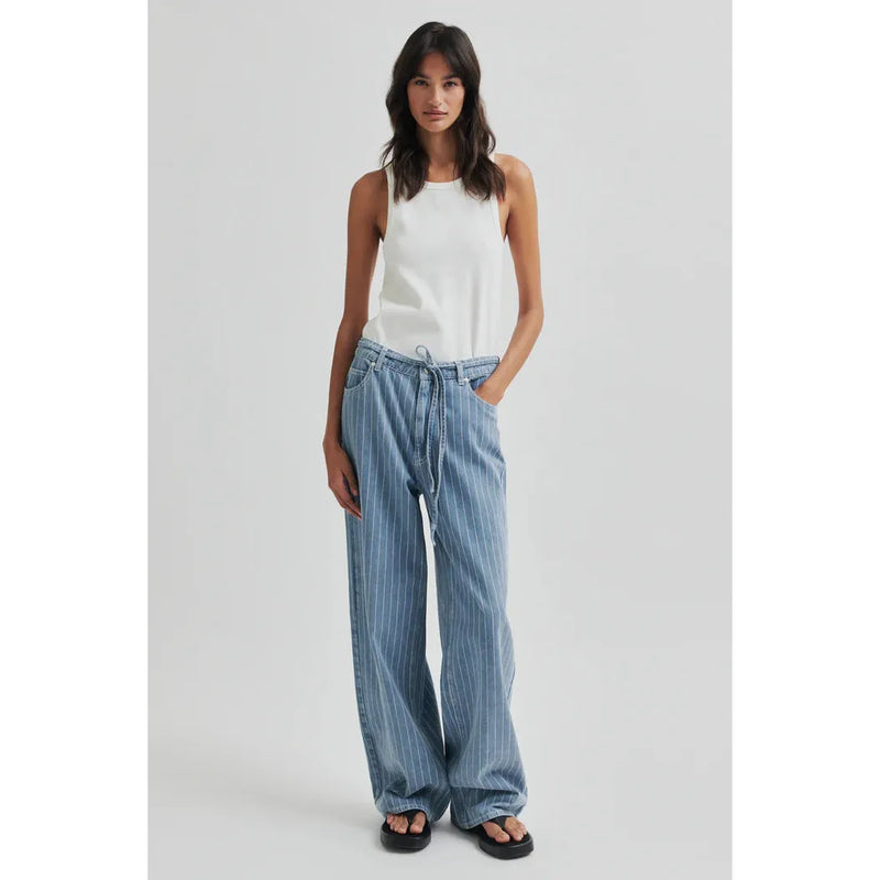 Layne Stripe Wide Jeans Light Denim