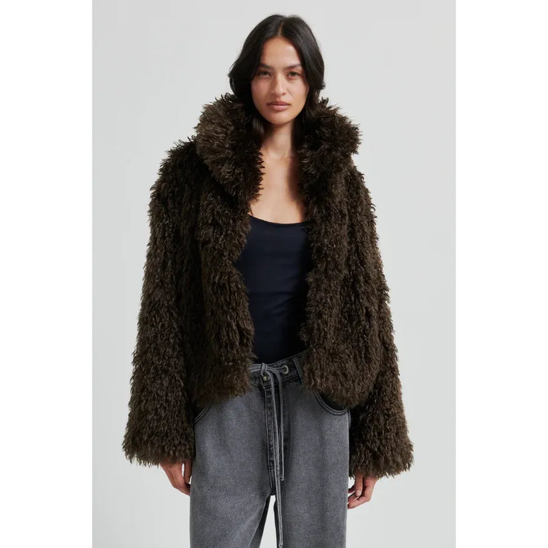 Ophie Fluffy Jacket Delicioso Brown