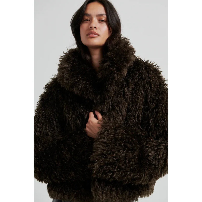 Ophie Fluffy Jacket Delicioso Brown
