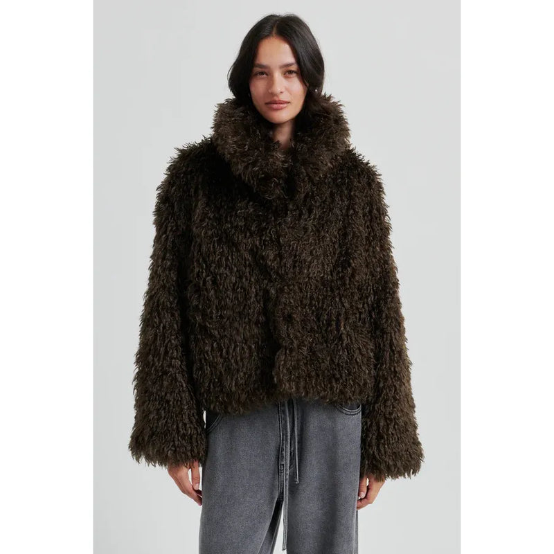 Ophie Fluffy Jacket Delicioso Brown