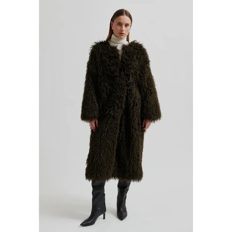 Ophie Faux Fur Shaggy Coat Delicioso Brown