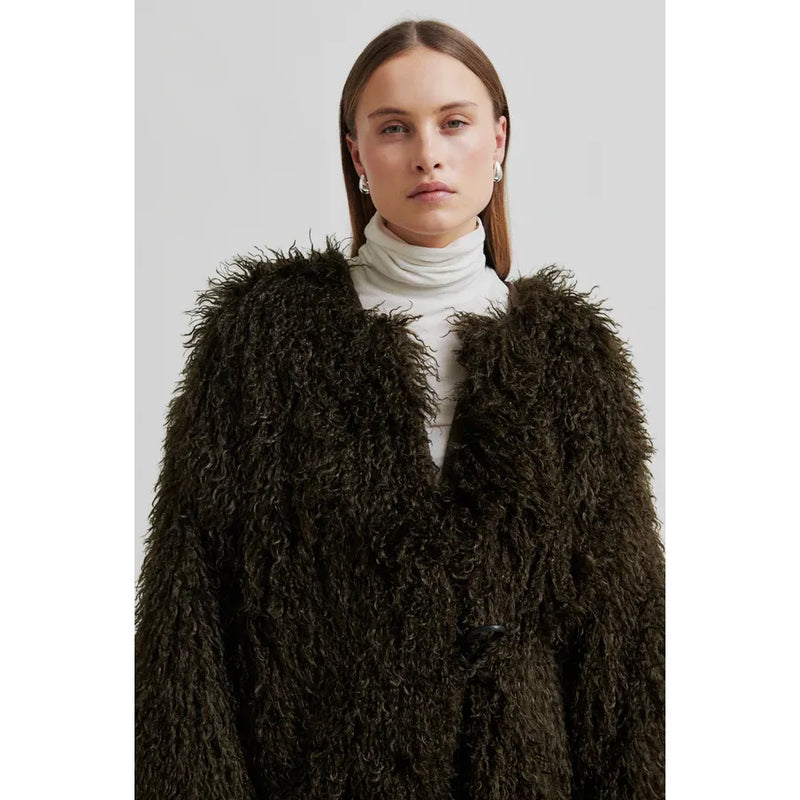 Ophie Faux Fur Shaggy Coat Delicioso Brown