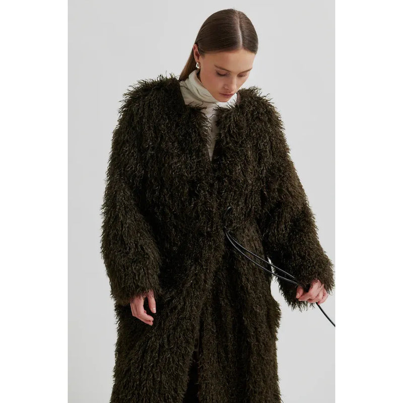 Ophie Faux Fur Shaggy Coat Delicioso Brown
