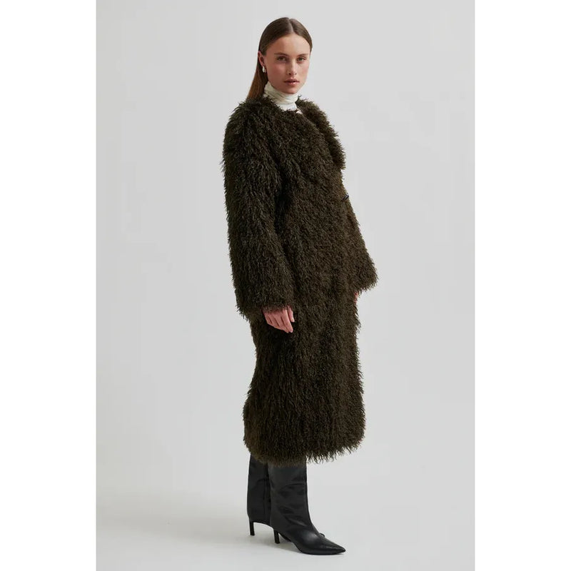 Ophie Faux Fur Shaggy Coat Delicioso Brown