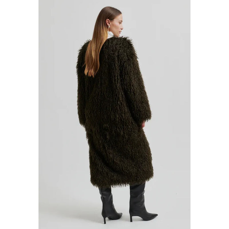 Ophie Faux Fur Shaggy Coat Delicioso Brown