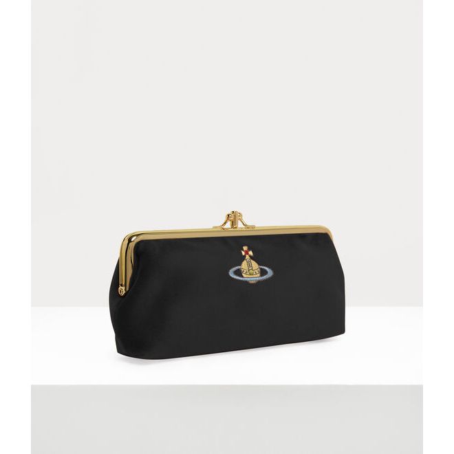 DB Velvet Frame Purse with Chain Black